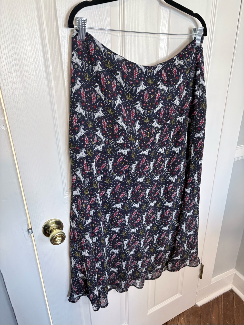 Boden Equestrian Union Jack Horse Print Midi Skirt Size US 12R - Picture 4 of 10